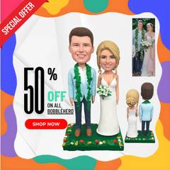 Custom Wedding Cake Topper Personalized Wedding Cake Topper Bobbleheads Custom Groom and Bride Bobbleheads Figurines Unique Anniversary Gift