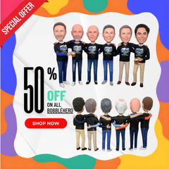 Custom League Construction Bobbleheads, Custom Business Collaboration Figurines, Custom Bobbleheads Group Over 6 people