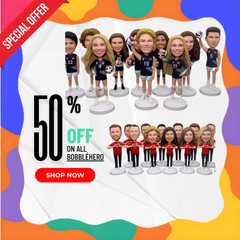 Custom Bobbleheads Over 10 People, Custom Basketball Team Bobbleheads With Ball, Custom Sports Team Figurines, Custom Football Team Figurine