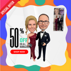 Custom Couple Bobbleheads, Custom Businessman Bobbleheads With Wife, Custom Partner Bobbleheads, Custom Boss And Employee Bobbleheads