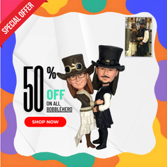 Custom Top Hat Couple Bobbleheads, Custom Anniversary Couple Bobbleheads Free Shipping, Custom Wedding Couple Bobblehead