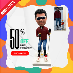 Custom Ski Bobbleheads For Husband, Custom Sportsman Bobblehead For Father, Custom Freestyle Skiing Figurines From Your Photos