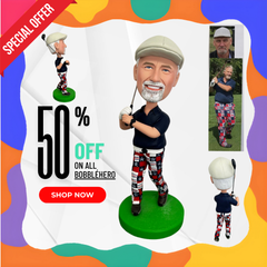 Custom Grandpa Bobbleheads Playing Golf, Custom Boss Bobbleheads Playing Golf, Custom Golfer Bobbleheads For Father, Custom Golf Bobbleheads