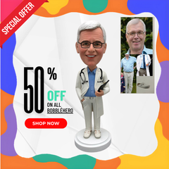 Personalized Doctor Professor Bobblehead, Custom Bobbleheads For Surgeon, Physician, Dermatologist, Dentist, Nurses, Private Doctors