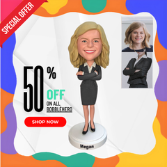 Custom Bobbleheads Manager In Office, Custom Office Bobblehead Female, Custom Business Bobblehead For Boss, Colleague, Employees, Executives