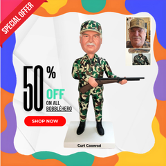 Custom Soldier Bobbleheads, Custom Officer Bobbleheads, Custom Chief Bobbleheads With Gun