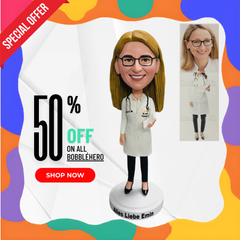 Custom Doctor Bobbleheads, Female Doctor Statues, Personalized Graduation Gifts For Female Doctors, Bobbleheads Presents For Doctors