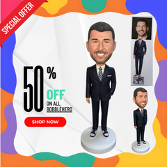 Custom Business Suit Man Bobbleheads, Personalized Gifts For Boss, Birthday Gift for Boss Male, Christmas Gifts For Your Boss Male