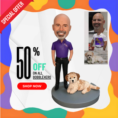 Custom Bobblehead With Dog For Father From Photos, Cool Fathers Day Gifts, Gifts For Your Boss Male, Personalized Gifts For Him