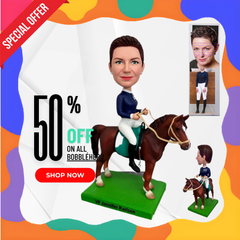 Custom Riding People Bobbleheads, Custom Show Jousting Bobblehead, Custom Wife Figurines On Horses, Custom Girlfriend Figurine Riding Horses