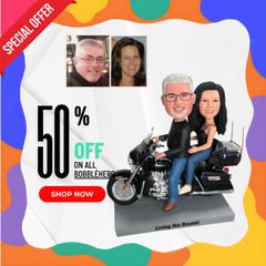 Custom Bobblehead On Motorcycle, Personalized Bobblehead Couple On Motorcycle, Custom Couple Bobblehead With A Motorcycle