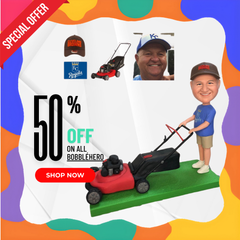 Custom Bobblehead Pushing The Weeder, Personalized Anniversary Gifts For Him, Unique Father's Day Gifts, Personalized Gifts For Husband