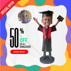 Custom Bobblehero Graduation, Personalized Graduate Bobble Head, Handmade Custom Sculpture