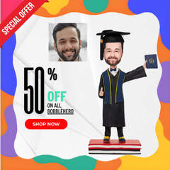 Custom Bobbleheads Graduation, Personalized Graduate Bobble Hero, Custom Graduation Gifts Based On Your Photos