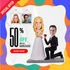 Custom Bobbleheads Figurine, Customized Valentine's Day Gifts For Lover - Kneel Down On, One Knee To Propose Couple Gifts