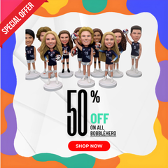 Custom Bobbleheads Over 10 People, Custom Basketball Team Bobbleheads With Ball, Custom Sports Team Figurines, Custom Football Team Figurine