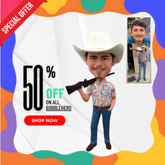 Custom Cowboy Bobblehead, Custom Hunter Bobblehead, Personal Shotgun Figurine, Custom Boyfriend Bobblehead