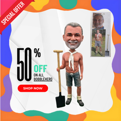 Custom Farmer Bobbleheads, Custom Father Figurine As Father's Day Gift, Custom Grandpa Figurines Are Working, Custom Working Bobbleheads