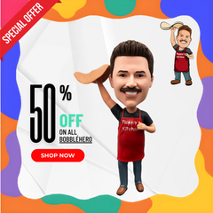 Customize Your Own Cartoon Doll, Custom Bobbleheads Chef Making India To Fly Pie, Personalized Chef Figurines For Husband, Parents, Friends