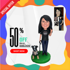 Custom Bobblehead With Dog, Custom Woman Walking Dog Bobblehead, Cool Gifts For Bosses With Pets, Create Your Own Pet Bobblehead