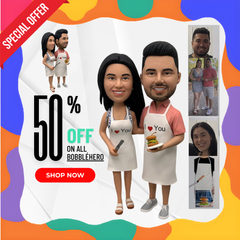 Custom Chef Bobbleheads, Personalized Couple Figurines, Custom Husband And Wife Bobbleheads Cooking Together, Custom Wedding Sculpture