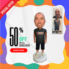 Custom Man Bobbleheads Wear a Casual T-shirt, Christmas Gift For Boyfriend, Cool Gifts for Men, Romantic Gifts for Him