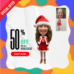 Custom Santa Bobbleheads As Christmas Gifts, Custom Santa Bobblehead For Girlfriend Gifts, Custom Girl Figurines Santa Base Photos