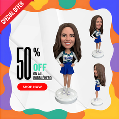 Custom Cheerleaders Bobbleheads, Personalized Dancer Figurines, Custom Girlfriend Figurine, Personalized Daughter Bobblehead, Mom Bobblehead