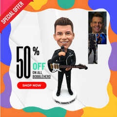 Custom Guitar Bobbleheads, Personalized Bobblehead Guitar Player, Custom Bobbleheads Singer, Custom Gifts For Guitar Lovers