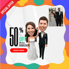 Custom Wedding Cake Toppers Bobbleheads, Custom Wedding Bobbleheads From Photos, Custom Couple Bobbleheads For Wedding Gifts