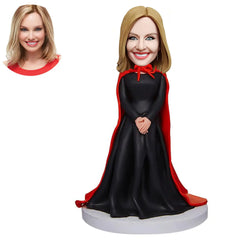 Custom Halloween Decorations Bobblehead Figurine, Personalized Halloween Gift Girl in black Dress Collectible Statue