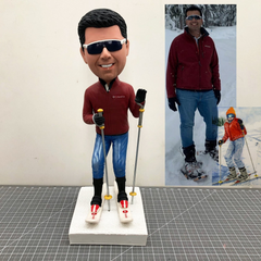 Custom Ski Bobbleheads For Husband, Custom Sportsman Bobblehead For Father, Custom Freestyle Skiing Figurines From Your Photos