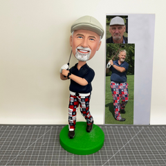 Custom Grandpa Bobbleheads Playing Golf, Custom Boss Bobbleheads Playing Golf, Custom Golfer Bobbleheads For Father, Custom Golf Bobbleheads