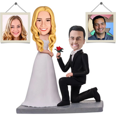 Custom Bobbleheads Figurine, Customized Valentine's Day Gifts For Lover - Kneel Down On, One Knee To Propose Couple Gifts