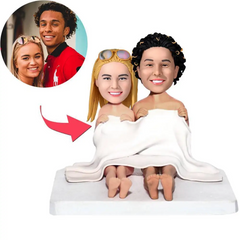 Personalized Fully Custom Made Figure, NSFW Bobblehead Couples Funny In Bed Figurines, Bespoke Portrait Sculpture for Lovers