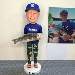 Custom Bobbleheads Fisherman, Custom Bobble Head With Fish, Make A Fisherman Bobblehead, Fisherman Figurines Best Gift For The Fishman