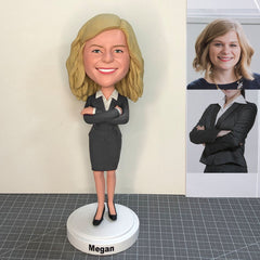 Custom Bobbleheads Manager In Office, Custom Office Bobblehead Female, Custom Business Bobblehead For Boss, Colleague, Employees, Executives