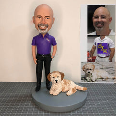 Custom Bobblehead With Dog For Father From Photos, Cool Fathers Day Gifts, Gifts For Your Boss Male, Personalized Gifts For Him