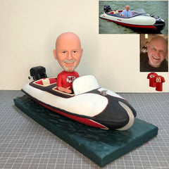 Custom Hovercraft Bobblehead , Custom Fishing Boat Bobblehead, Custom Sailboat Bobblehead, Personalized Fathers Day Gifts For A Crew