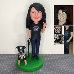 Custom Bobblehead With Dog, Custom Woman Walking Dog Bobblehead, Cool Gifts For Bosses With Pets, Create Your Own Pet Bobblehead