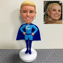 Custom Superhero Bobbleheads, Custom Superhero Figure, Female Custom Superhero Bobblehead, Personalized Superwoman Bobblehead Looks Like You