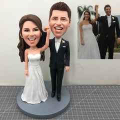 Custom Wedding Cake Toppers Bobbleheads, Custom Wedding Bobbleheads From Photos, Custom Couple Bobbleheads For Wedding Gifts