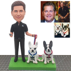 Custom Bobblehead With Two Dogs, Customizable Bobbleheads Of My Dog, Personalized Bobbleheads Dog Walker, Make Your Own Dog Bobblehead