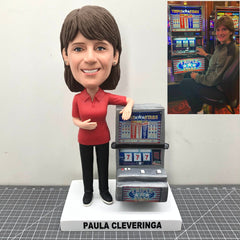 Custom Bobbleheads Playing Game Console, Custom Made Your Bobbleheads, Custom Slot Machine Bobblehead As Gifts For Her