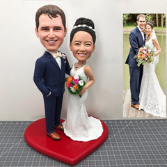 Custom Wedding Bobbleheads For Couple, Custom Wedding Cake Toppers Bobbleheads, Custom Groom and Bride Bobbleheads