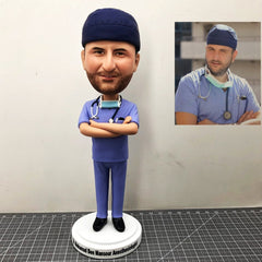 Custom Surgeon Bobbleheads, Personalized Attending Physician Bobblehead, Custom Male Nurse Bobbleheads, Custom Doctor Bobblehead