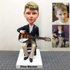 Custom Bobbleheads Of Kids, Custom Bobbleheads Playing Guitar, Custom Bobblehead With Guitar, Personalized Guitar Player Bobblehead