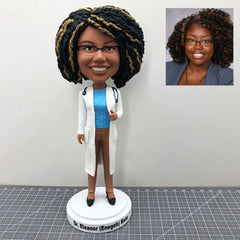 Personalized Black Doctor Figurine, Custom Female Doctor Bobblehead, Custom Medical PhD Bobblehead, Customized Anniversary Gifts For Her