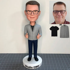 Custom Bobblehead Thumbs Up, Personalized Father Bobblehead, Fully Custom Casual Figurine, Make Yourself Bobblehead Sculpture Based On Photo