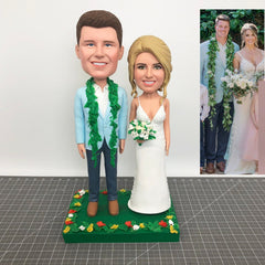 Custom Wedding Cake Topper Personalized Wedding Cake Topper Bobbleheads Custom Groom and Bride Bobbleheads Figurines Unique Anniversary Gift